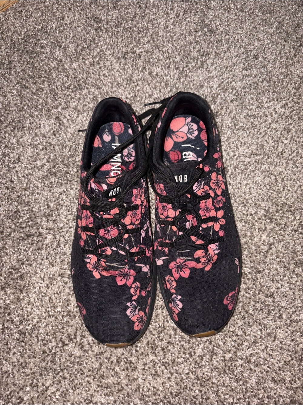 NOBULL Black Athletic Sneakers with Pink Floral Print